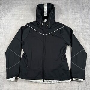 Nike Jacket Womens XL Black Vintage Y2K Therma Fleece Lined Outdoors Techwear